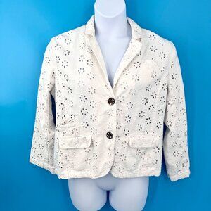 LIFE STYLE WHITE EYELET COTTON BLAZER JACKET - XL